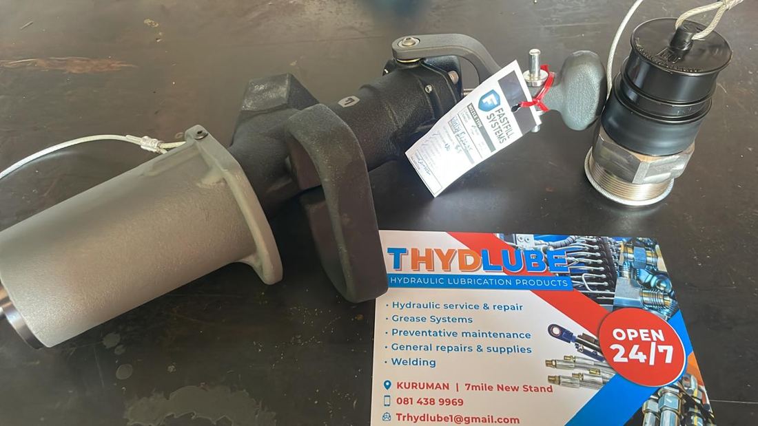 Hydraulic components on the workshop bench